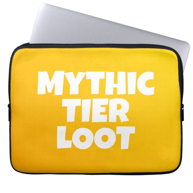 Mythische Tier Loot Geel Typografie Gamer Laptop Sleeve (Voorkant)
