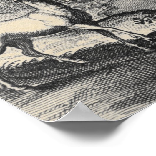 Mythische Unicorn in het bos Poster (Hoek)