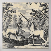 Mythische Unicorn in het bos Poster (Voorkant)