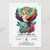 Mythische Vogel Magic Whimsical Phoenix Verjaardag Kaart (Voorkant / Achterkant)