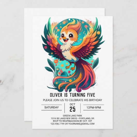 Mythische Vogel Magic Whimsical Phoenix Verjaardag Kaart (Voorkant / Achterkant)