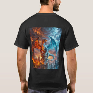 Mythische Vuur- en IJsdraak Gamer Fantasy T-Shirt