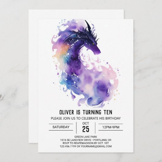 Mythische vuurspuwende draak verjaardag kaart (Voorkant / Achterkant)