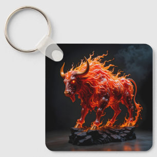 Mythische vuurstier sleutelhanger