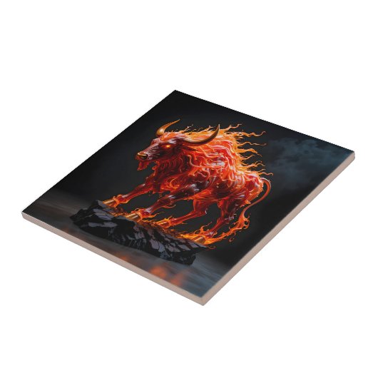 Mythische vuurstier tegeltje (Zijkant)