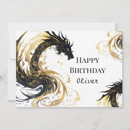 Mythische Waterverf Dragon Birthday Kaart (Voorkant)