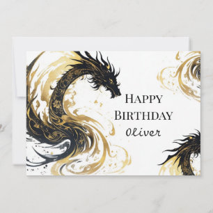 Mythische Waterverf Dragon Birthday Kaart