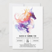 Mythische Waterverf Kinder Draak Verjaardag Kaart (Voorkant)