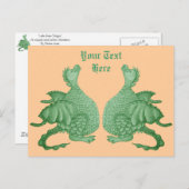 Mythische wezens twee schattige groene draken briefkaart (Voorkant / Achterkant)