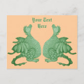 Mythische wezens twee schattige groene draken briefkaart (Voorkant)