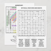 Mythische wezens Word Search Kaart (Voorkant / Achterkant)