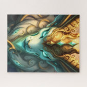 Mythische Witte Boswachter met Gouden Geweien Legpuzzel (Horizontaal)