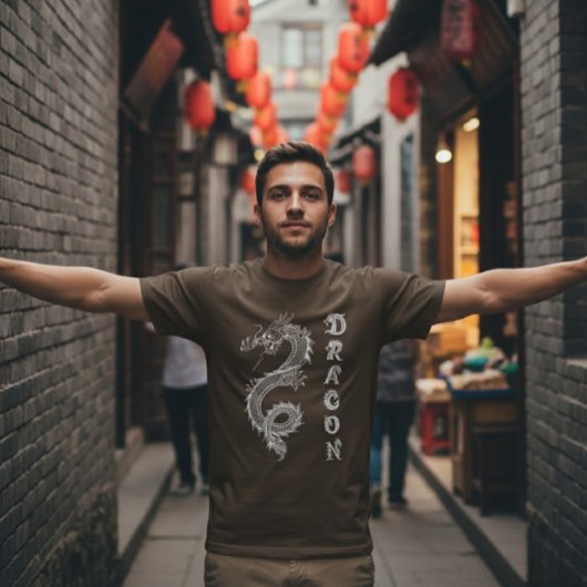 Mythische Witte Chinese Draak Dracon T-shirt