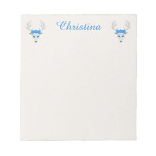 Mythische witte oorsuizen met Rozen Antlers Notitieblok