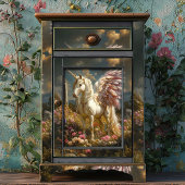 Mythische Witte Pegasus Paarse Vleugels Stenen Cir Tissuepapier