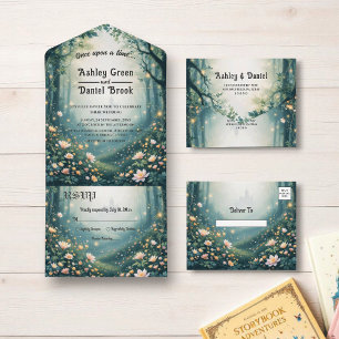 Mythische Woodland Enchanted Forest Sprookjeshuwel All In One Uitnodiging