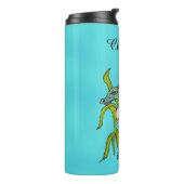 Mythische Zee draak in zeewier Aqua Blue Thermosbeker (Gedraaid links)