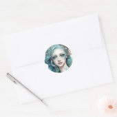 Mythische zeemeermin godin ronde stickers (Envelop)