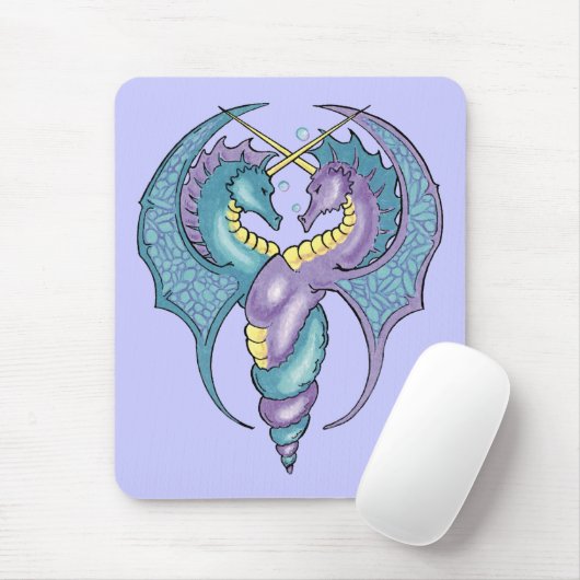 Mythische zeepaardjes verstrengeld met Mousepad Muismat (Met muis)