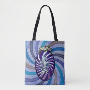 Mythische zilveren eenhoorn koele  achtergrond tote bag