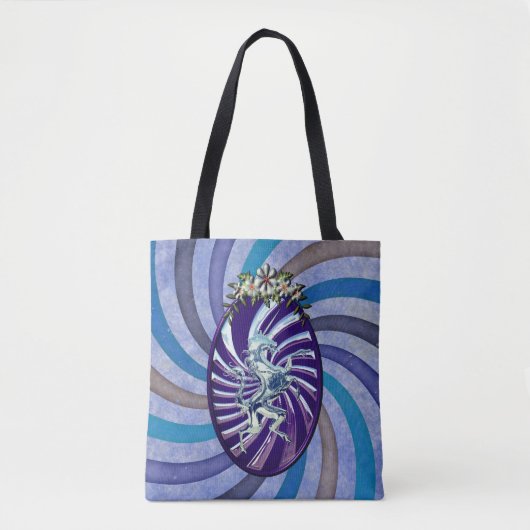 Mythische zilveren eenhoorn koele  achtergrond tote bag (Voorkant)