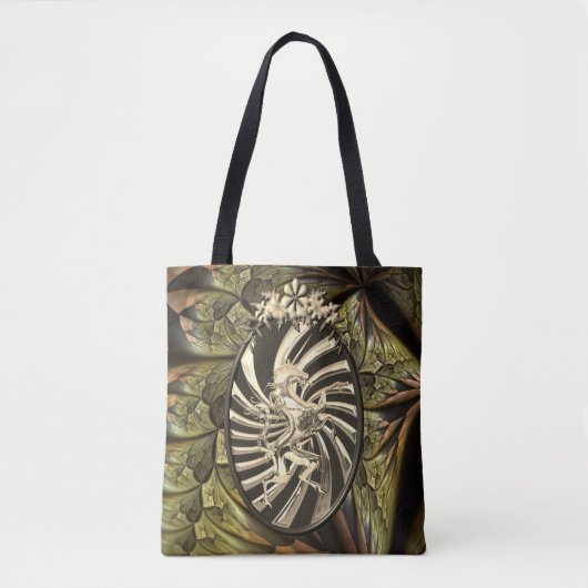 Mythische zilveren eenhoorn koele gouden achtergro tote bag (Voorkant)