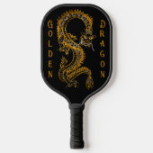 Mythische zwart grijs gouden draak pickleball paddle (Voorkant)