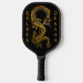 Mythische zwart grijs gouden draak pickleball paddle (Achterkant)