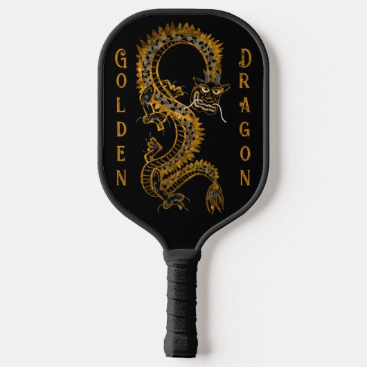 Mythische zwart grijs gouden draak pickleball paddle (Achterkant)