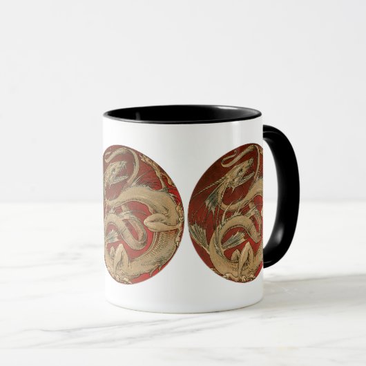  mythologie, Antiek gouden Aziatische draak Mok (Voorkant rechts)