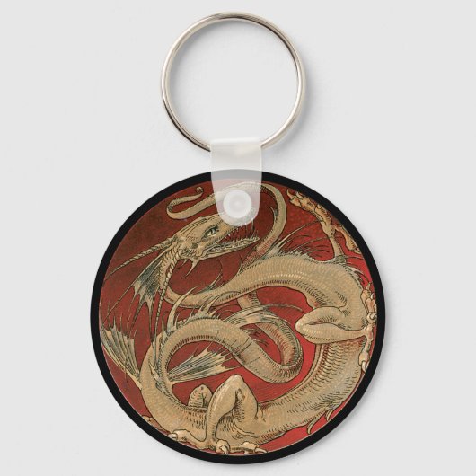  mythologie, Antiek gouden Aziatische draak Sleutelhanger (Voorkant)