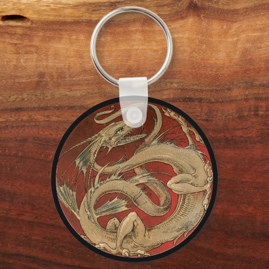  mythologie, Antiek gouden Aziatische draak Sleutelhanger (Achterkant)