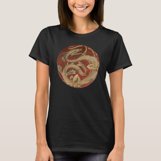  mythologie, Antiek gouden Aziatische draak T-shirt (Voorkant)