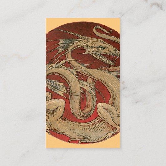 mythologie, Antiek gouden Aziatische draak Visitekaartje (Achterkant)