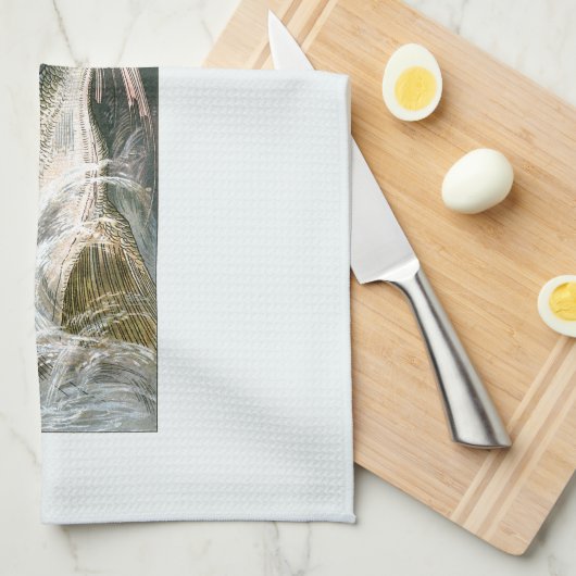  mythologie, een gevleugelde draak in de oceaan theedoek (Quarter Fold)