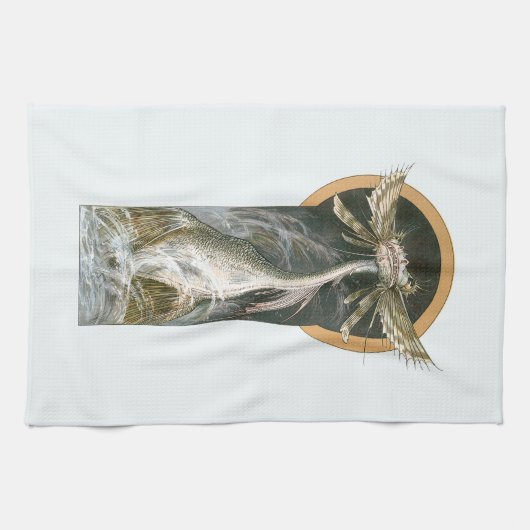  mythologie, een gevleugelde draak in de oceaan theedoek (Horizontaal)