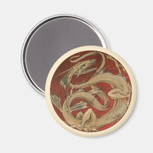  mythologie, gouden Aziatische draak Magneet (Voorkant / Achterkant)