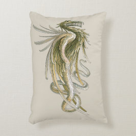  mythologie, scharnierende draak met slangenstaart accent kussen