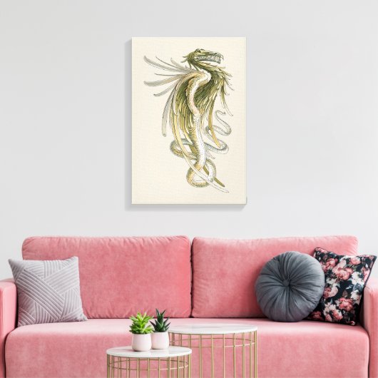  mythologie, scharnierende draak met slangenstaart canvas afdruk (Insitu (Woonkamer))