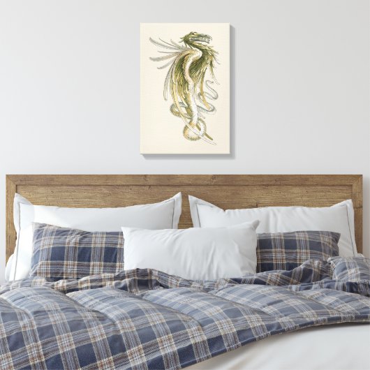  mythologie, scharnierende draak met slangenstaart canvas afdruk (Insitu (Slaapkamer))