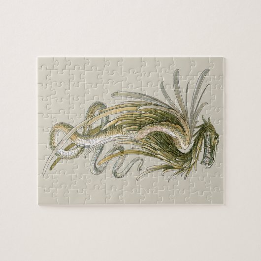  mythologie, scharnierende draak met slangenstaart legpuzzel (Horizontaal)