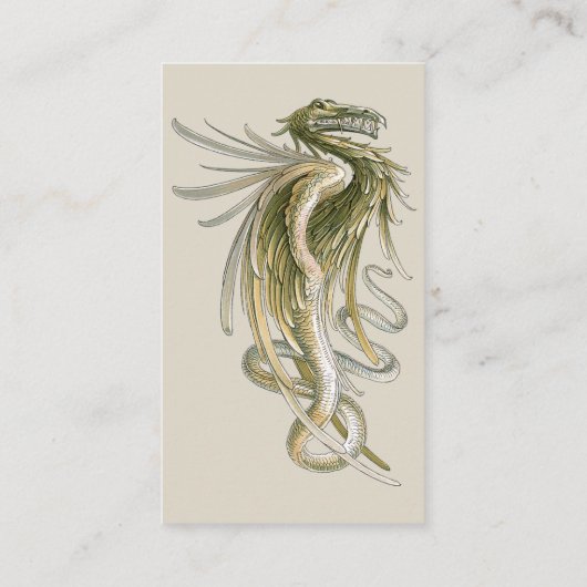 mythologie, scharnierende draak met slangenstaart visitekaartje (Achterkant)