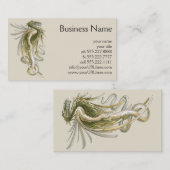  mythologie, scharnierende draak met slangenstaart visitekaartje (Voorkant / Achterkant)