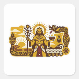 Mythologie van de Batak (Mulajadi na Bolon) Vierkante Sticker