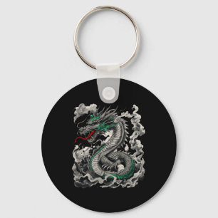 Mythologisch Dragon Tattoo ontwerp met zwart Sleutelhanger