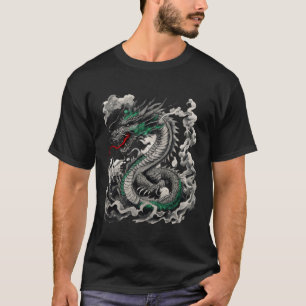 Mythologisch Dragon Tattoo ontwerp met zwart T-shirt