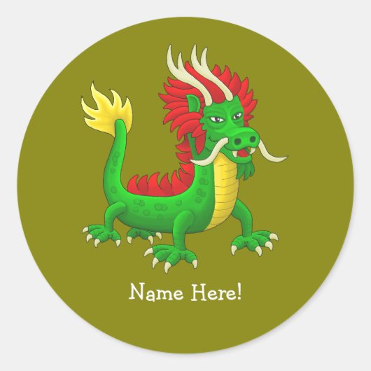 Mythologische Chinese Draak Ronde Sticker (Voorkant)