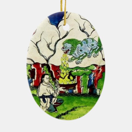 Mythologische draak keramisch ornament (Achterkant)