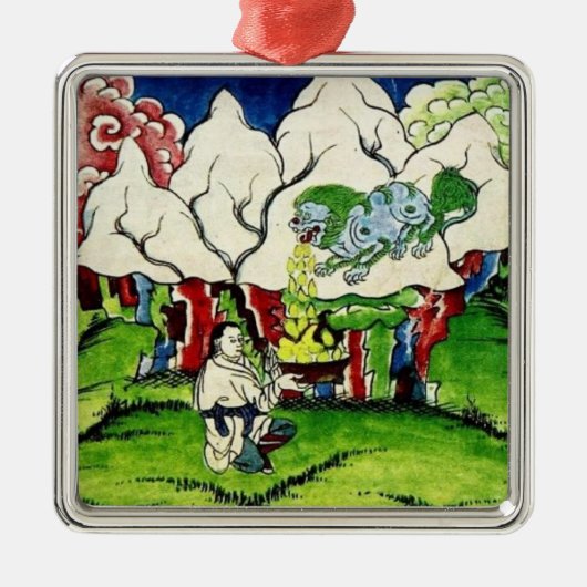 Mythologische draak metalen ornament (Voorkant)