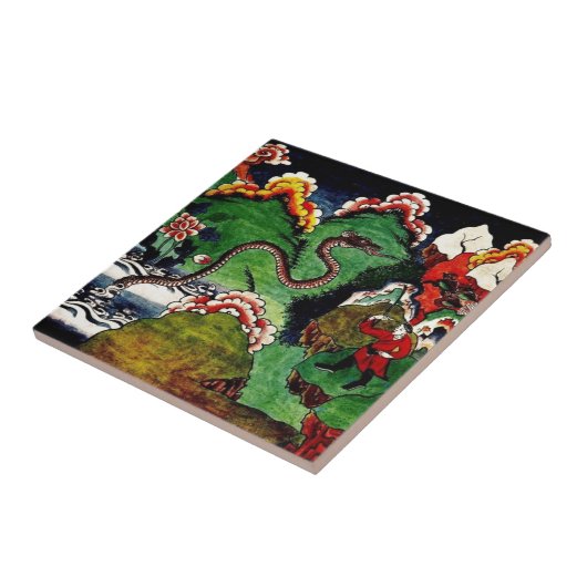 Mythologische draak tegeltje (Zijkant)